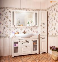 Мебель для ванной Бриклаер Кантри 120 зеркало с двумя шкафчиками