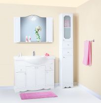 Мебель для ванной Бриклаер Лючия 120 белая, зеркало с двумя шкафчиками