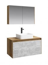 Мебель для ванной Aqwella 5 stars Mobi 100 фасад бетон светлый, корпус дуб балтийский