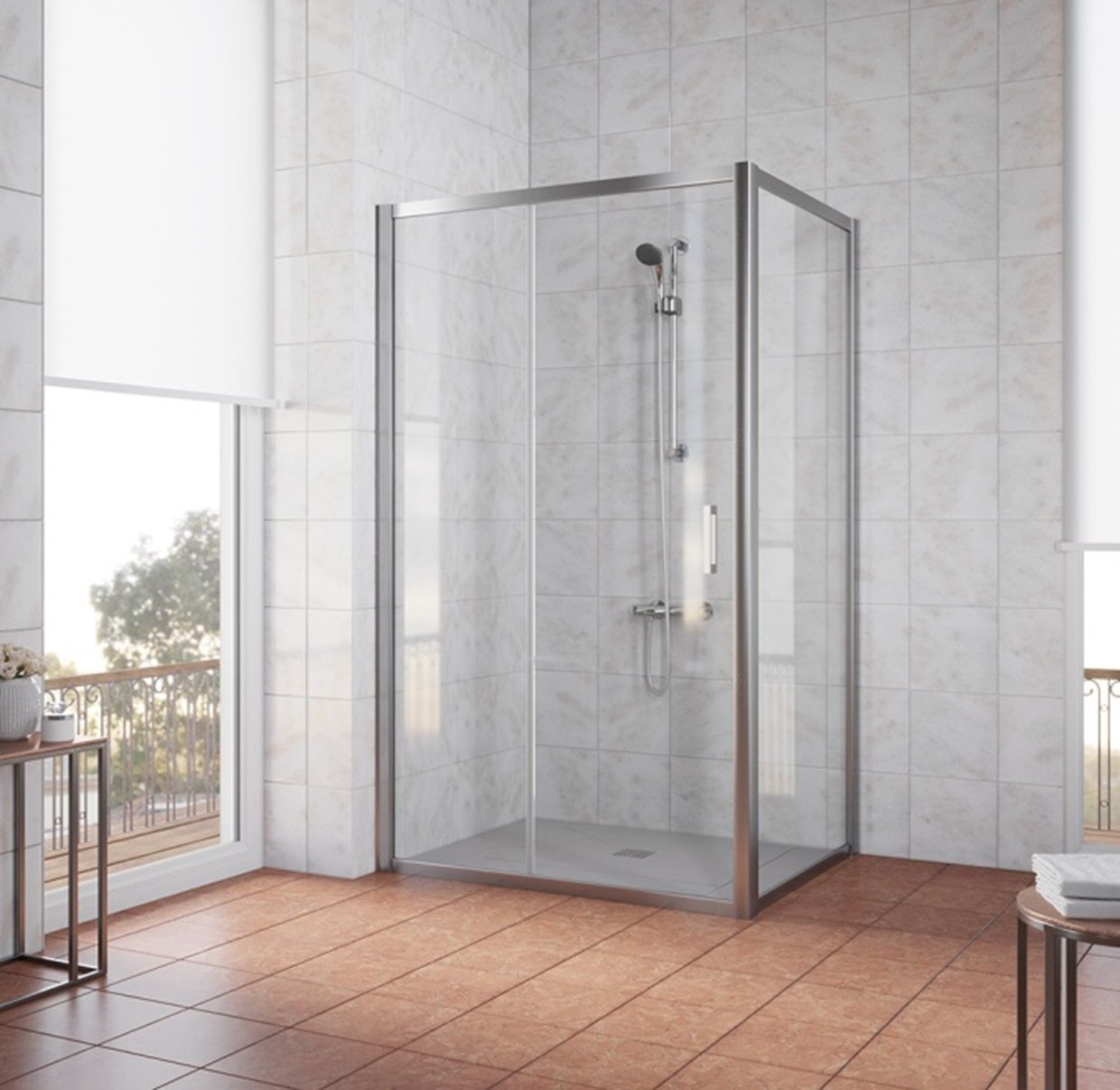 Душевое ограждение Vegas Glass ZP+ZPV 160*70 09 01 профиль золото, стекло прозрачное
