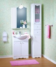 Мебель для ванной Бриклаер Лючия 60 белая зеркало со шкафчиком