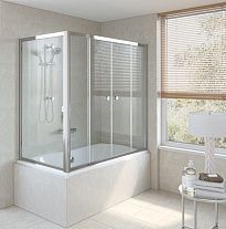 Душевое ограждение Vegas Glass Z2V+ZVF 150*75 08 01 профиль глянцевый хром, стекло прозрачное