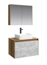 Мебель для ванной Aqwella 5 stars Mobi 80 фасад бетон светлый, корпус дуб балтийский