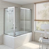 Душевое ограждение Vegas Glass ZV+ZVF 170*80 08 05 профиль глянцевый хром, стекло бронза